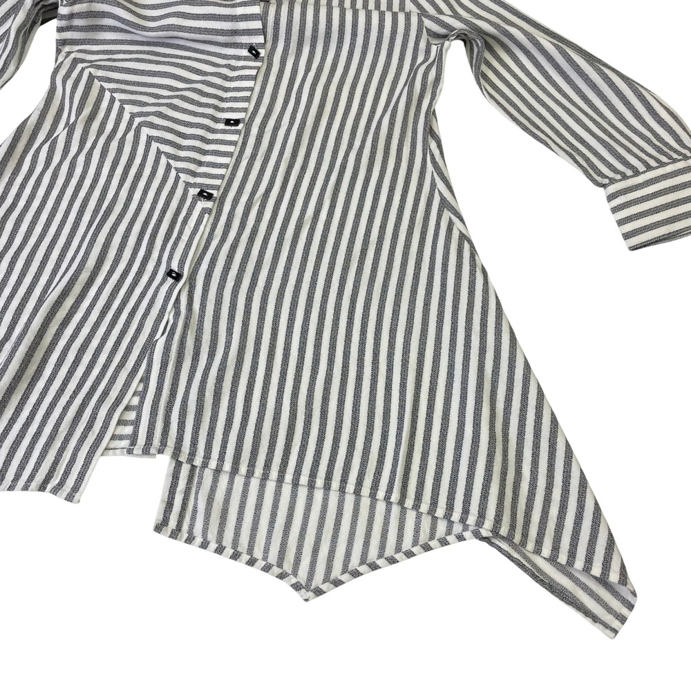 Soft Surroundings Striped Tunic Shirt Black White Sharkbite Hem Womens Small - Picture 10 of 16